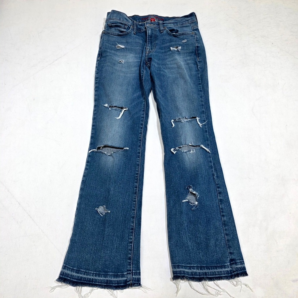 Lucky Brand Sweet Mid Rise Boot Jeans Womens 4/27 Blue Distressed Frayed Hem
